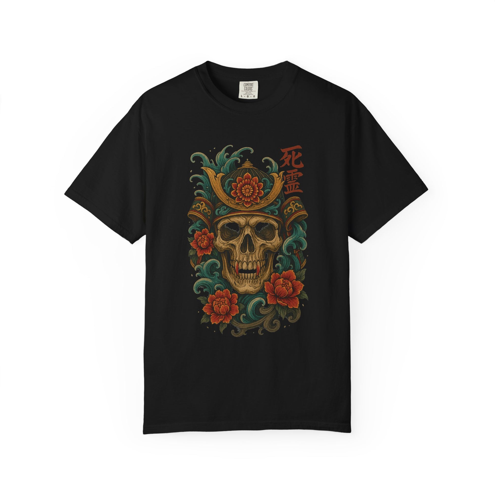 Samurai Skull with Peonies
