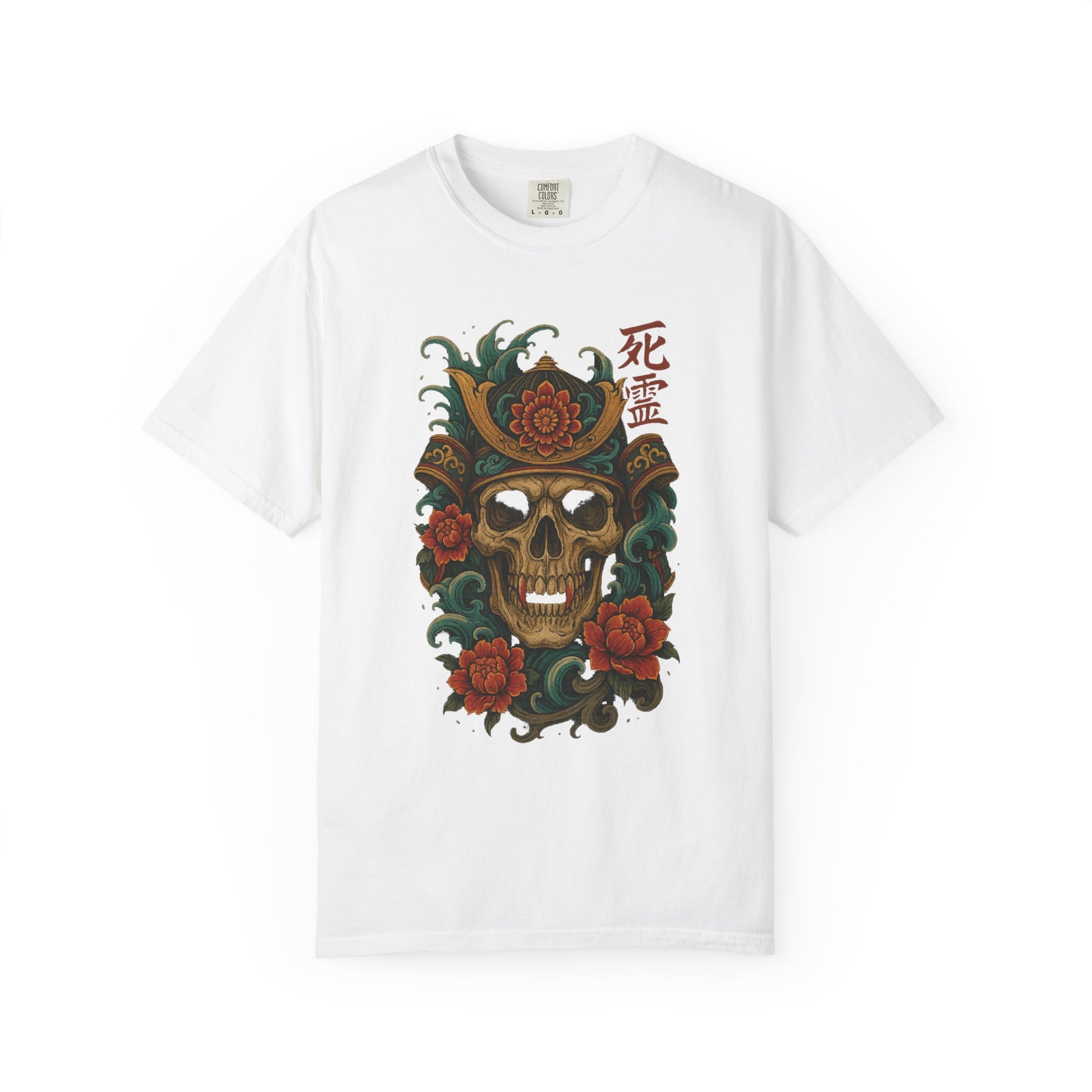 Samurai Skull with Peonies